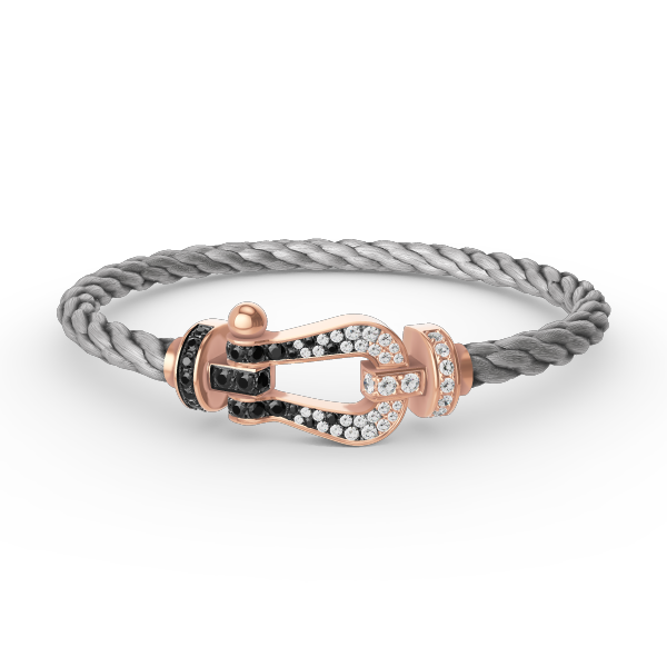 Aura FORCE LARGE HORSESHOE BLACK WHITE DIAMOND BRACELET ROSE GOLD