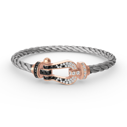 Aura FORCE GROSSES HUFEISEN SCHWARZ WEISS DIAMANT ARMBAND ROSEGOLD