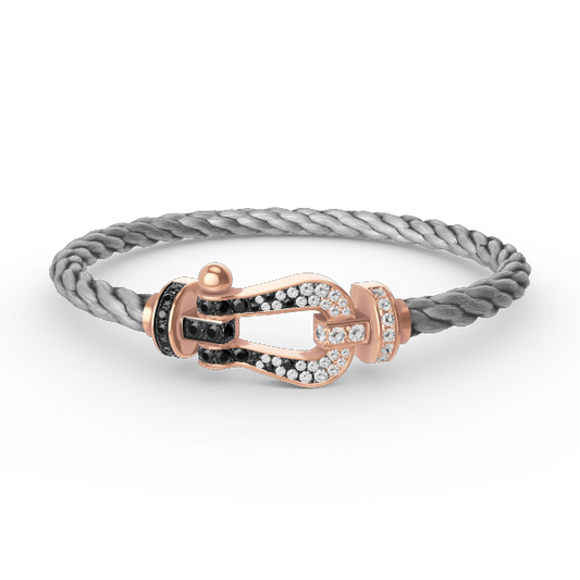 [⭐Aura ]FORCE LARGE HORSESHOE BLACK WHITE DIAMOND BRACELET ROSE GOLD