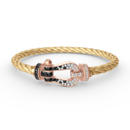 Aura FORCE GROSSES HUFEISEN SCHWARZ WEISS DIAMANT ARMBAND ROSEGOLD