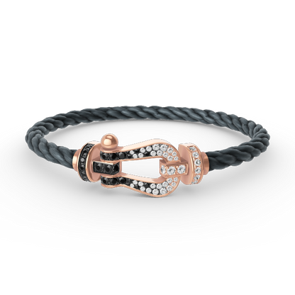 Aura FORCE GROSSES HUFEISEN SCHWARZ WEISS DIAMANT ARMBAND ROSEGOLD