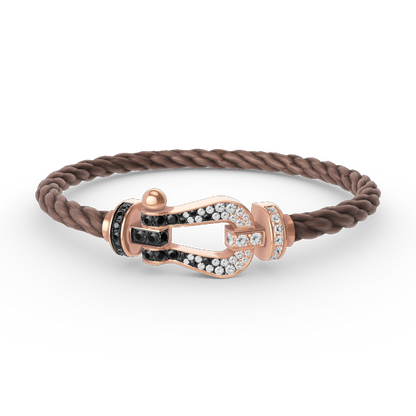 Aura FORCE GROSSES HUFEISEN SCHWARZ WEISS DIAMANT ARMBAND ROSEGOLD