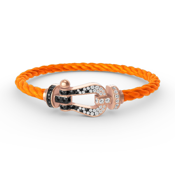 Aura FORCE LARGE HORSESHOE BLACK WHITE DIAMOND BRACELET ROSE GOLD