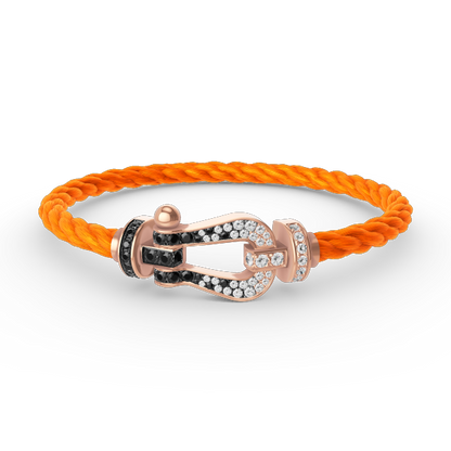 Aura FORCE GROSSES HUFEISEN SCHWARZ WEISS DIAMANT ARMBAND ROSEGOLD