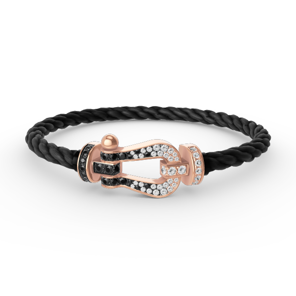 Aura FORCE LARGE HORSESHOE BLACK WHITE DIAMOND BRACELET ROSE GOLD