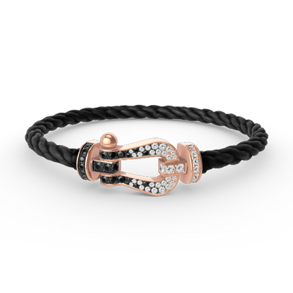 Aura FORCE GROSSES HUFEISEN SCHWARZ WEISS DIAMANT ARMBAND ROSEGOLD