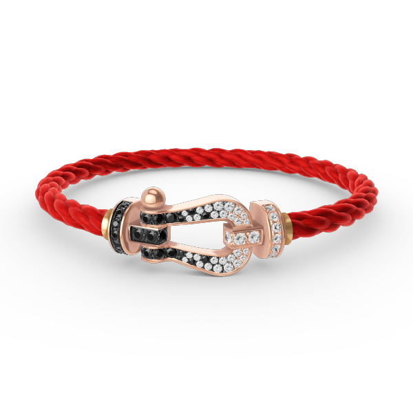 Aura FORCE GROSSES HUFEISEN SCHWARZ WEISS DIAMANT ARMBAND ROSEGOLD