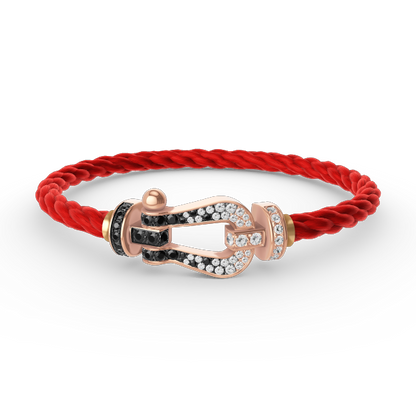 Aura FORCE GROSSES HUFEISEN SCHWARZ WEISS DIAMANT ARMBAND ROSEGOLD