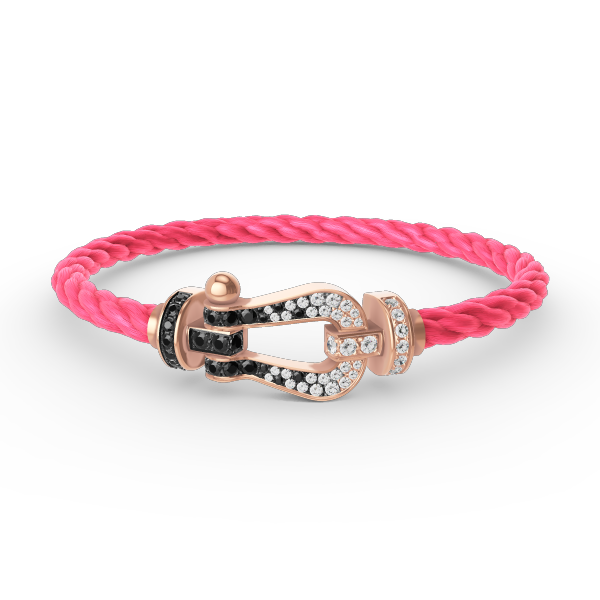 Aura FORCE LARGE HORSESHOE BLACK WHITE DIAMOND BRACELET ROSE GOLD