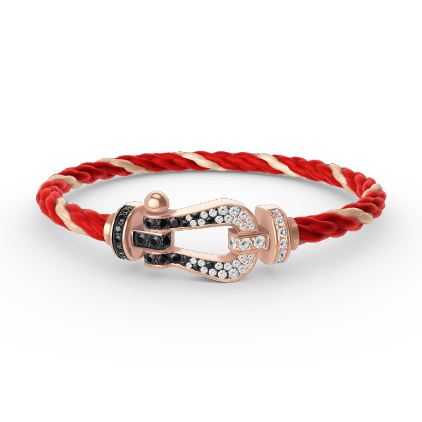 Aura FORCE LARGE HORSESHOE BLACK WHITE DIAMOND BRACELET ROSE GOLD
