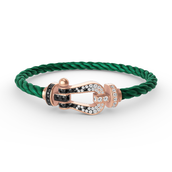 Aura FORCE LARGE HORSESHOE BLACK WHITE DIAMOND BRACELET ROSE GOLD