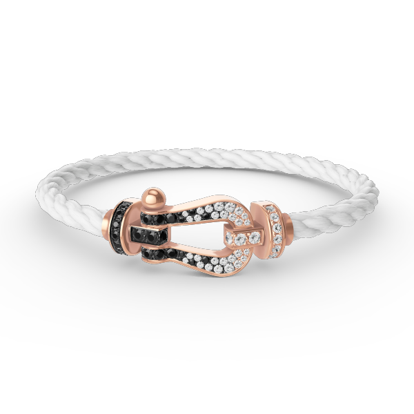 Aura FORCE LARGE HORSESHOE BLACK WHITE DIAMOND BRACELET ROSE GOLD