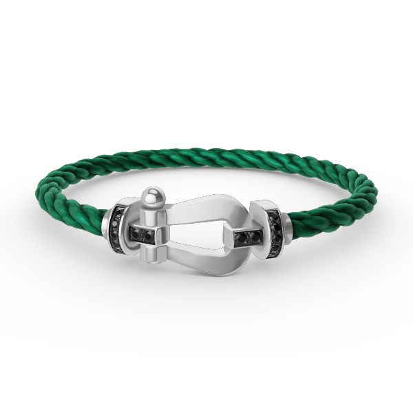 Aura FORCE LARGE HORSESHOE BLACK DIAMOND BRACELET SILVER