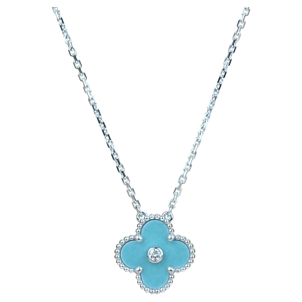 Aura CLOVER 15MM DIAMANT SILBERPORZELLAN HALSKETTE SILBER