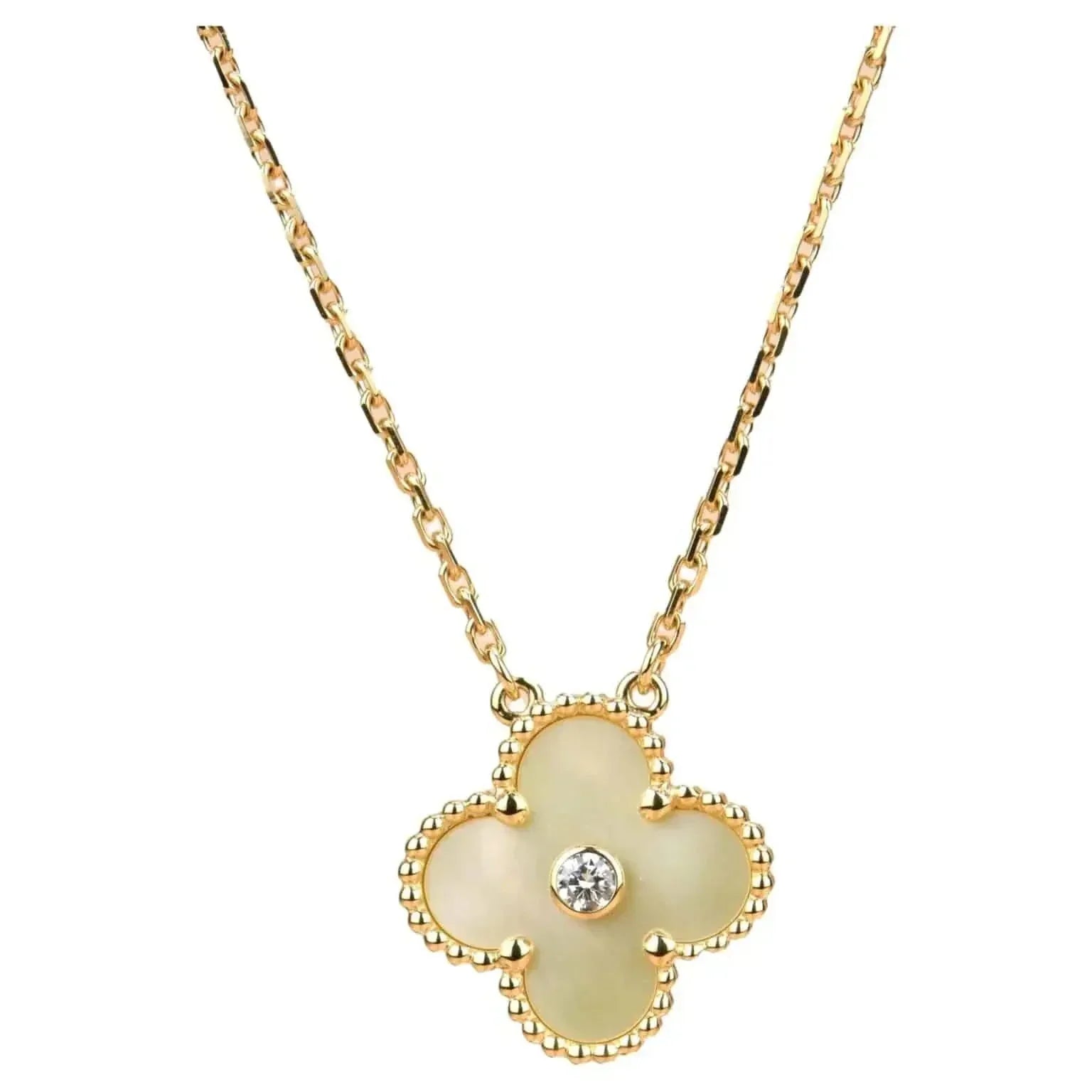 Aura CLOVER 15MM DIAMANT GOLD PERLMUTT HALSKETTE