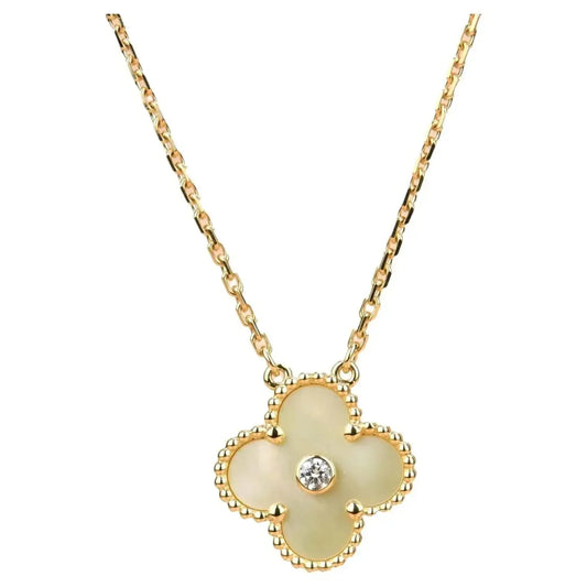 [⭐Aura ]CLOVER 15MM DIAMOND GOLD MOTHER OF PEARL NECKLACE