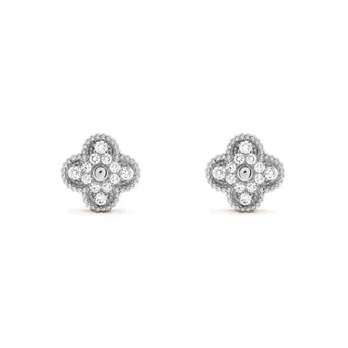 Aura CLOVER 1 MOTIFS DIAMOND STUD EARRINGS SILBER
