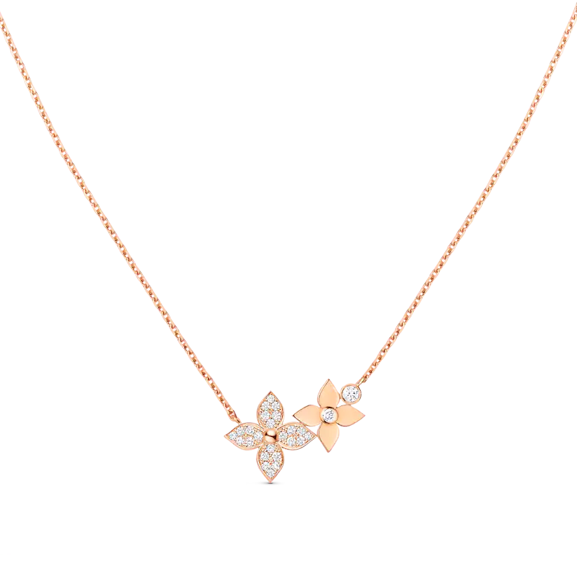 Aura STAR BLOSSOM NECKLACE PINK GOLD DIAMONDS