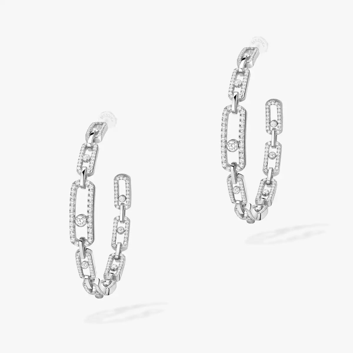 [[Aura ]Move Link Diamond Hoop Earrings