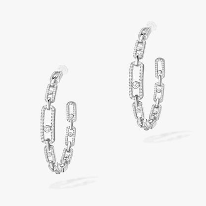[⭐Aura ]Move Link Diamond Hoop Earrings