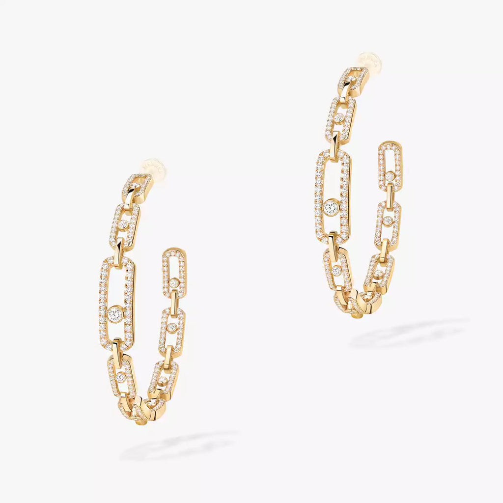 [[Aura ]Move Link Diamond Hoop Earrings