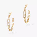 [[Aura ]Move Link Diamond Hoop Earrings