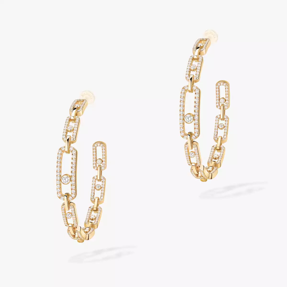 [[Aura ]Move Link Diamond Hoop Earrings
