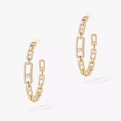 [⭐Aura ]Move Link Diamond Hoop Earrings