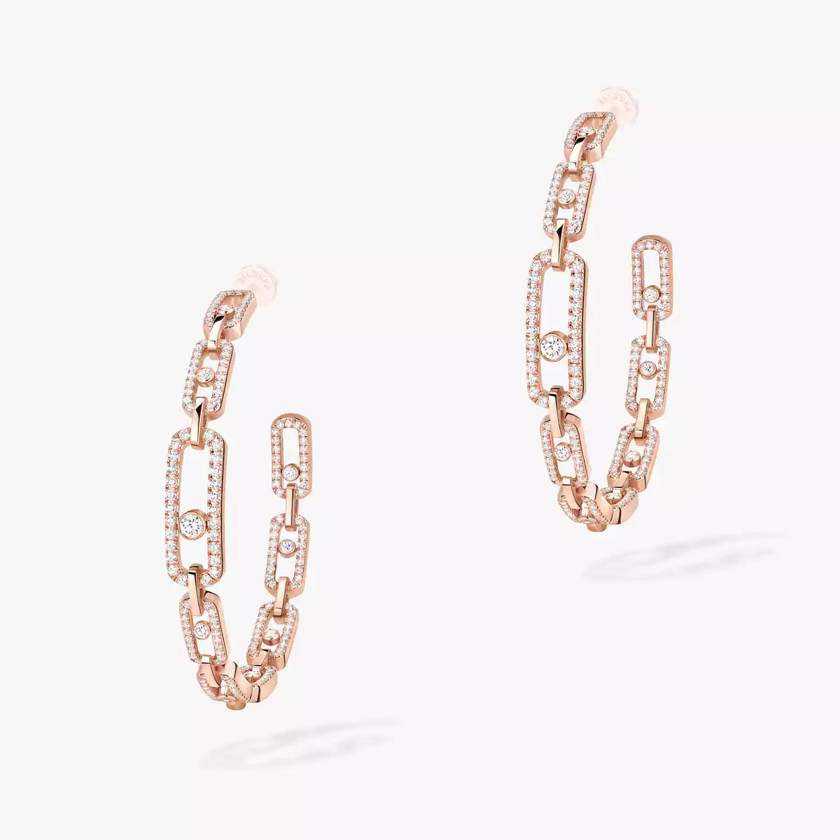 [[Aura ]Move Link Diamond Hoop Earrings