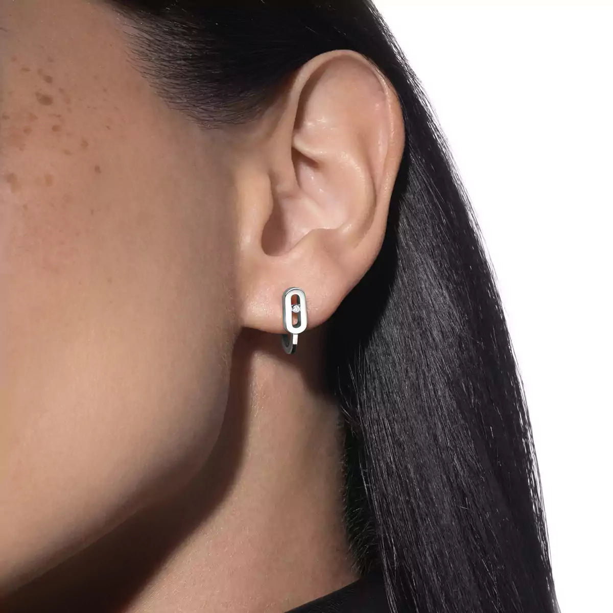 [Aura ]Diamond Mini Hoop Earrings Move Classique