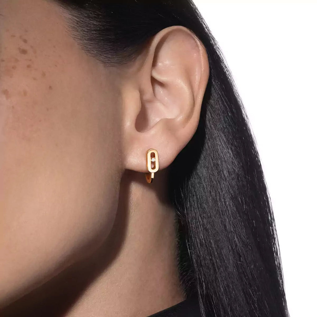 [Aura ]Diamond Mini Hoop Earrings Move Classique