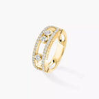 [Aura ]  Move Gold Diamond Pave_ Ring