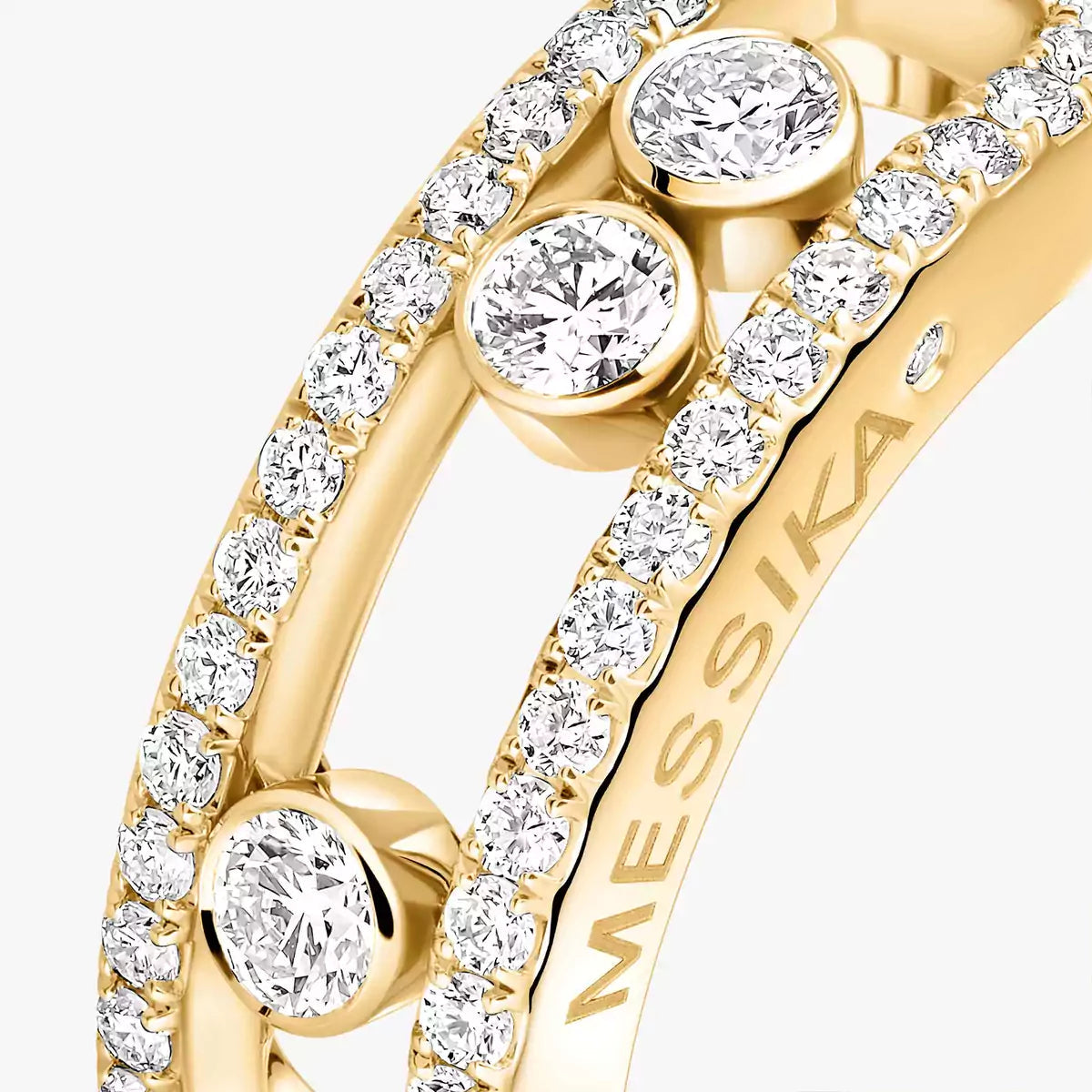 [Aura ]  Move Gold Diamond Pave_ Ring