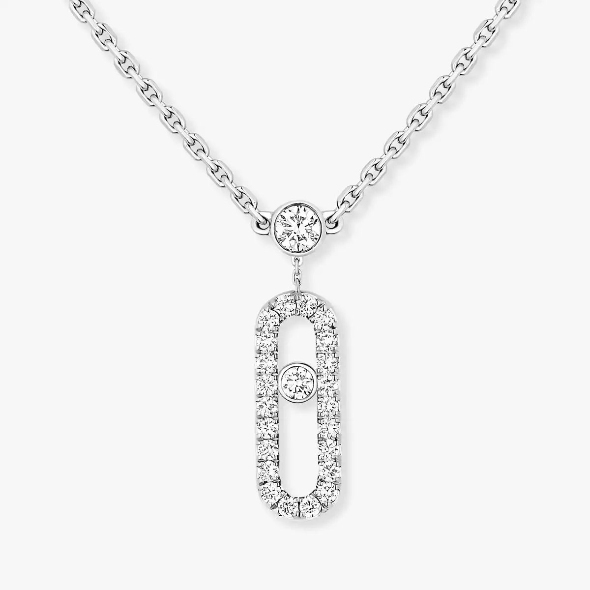 [Aura ] 2 Rows Rose Gold Diamond Pave_ Necklace Move Uno