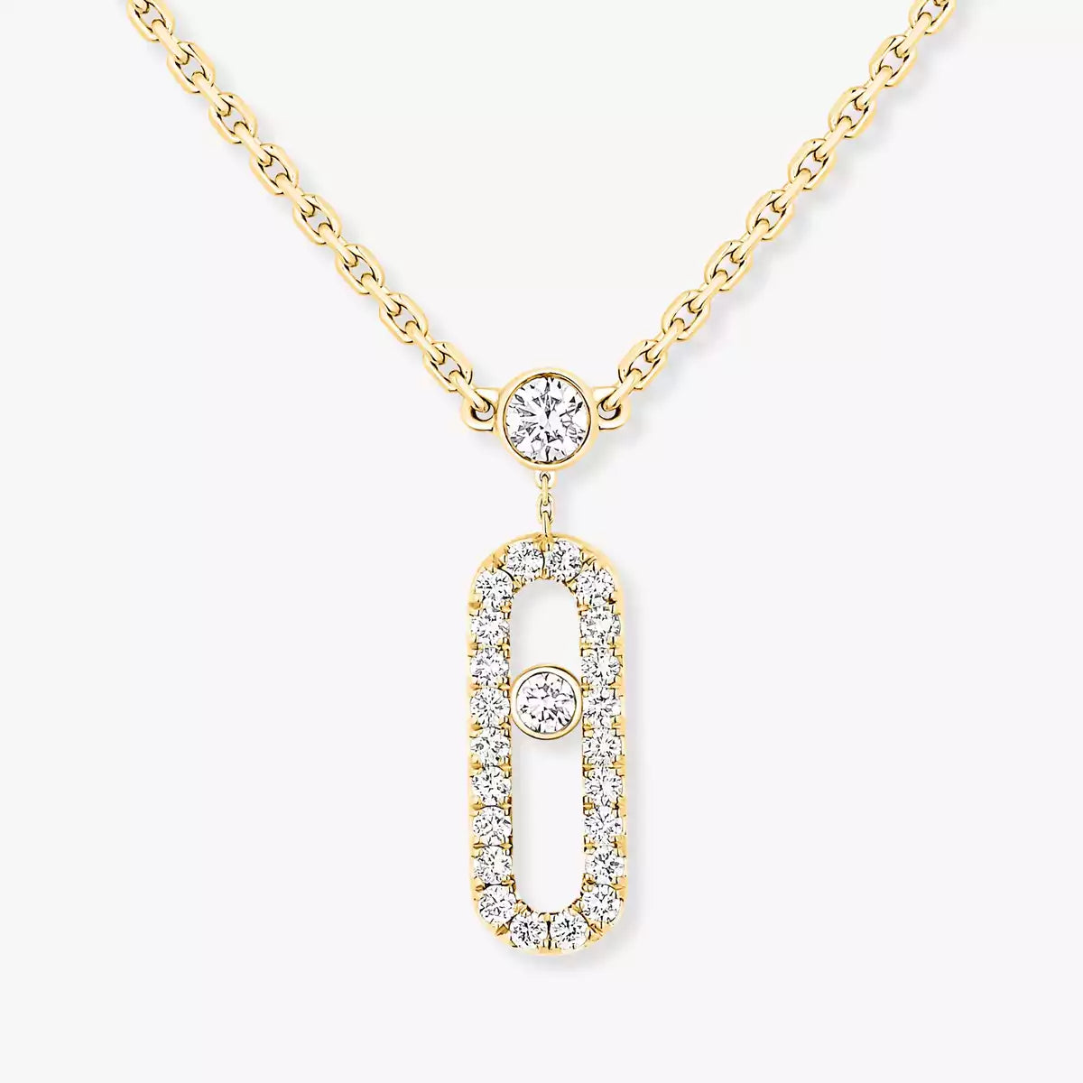 [Aura ] 2 Rows Rose Gold Diamond Pave_ Necklace Move Uno