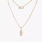 [Aura ] 2 Reihen Roségold Diamant Pave_ Halskette Move Uno