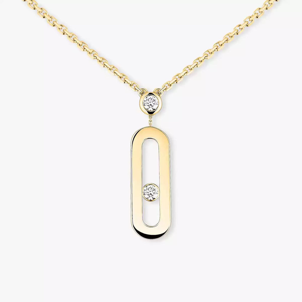 [Aura ]  Move Uno Gold Diamond Long Necklace