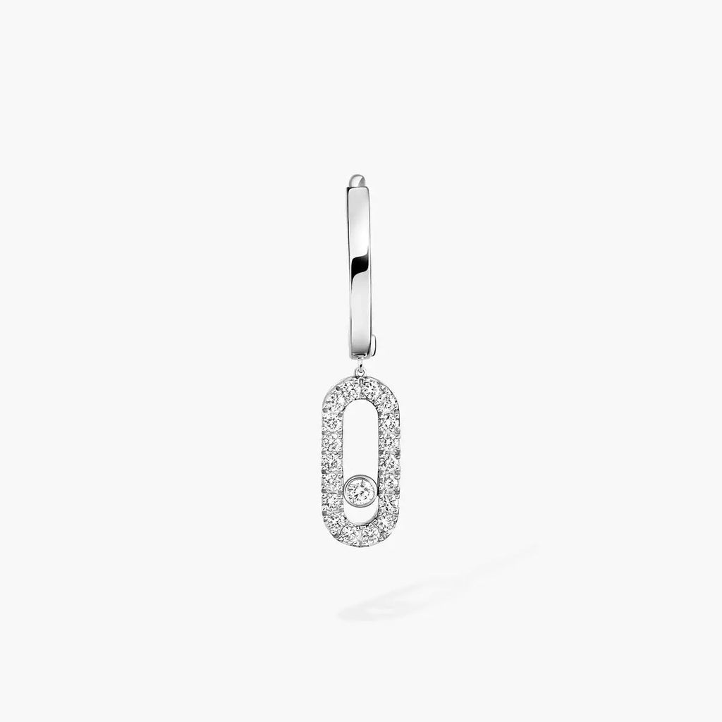[Aura ]Move Uno Single Diamond Hoop Earring