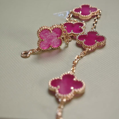 [⭐Aura]NEW CLOVER 5 MOTIFS PINK ENAMEL BRACELET