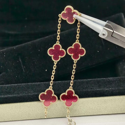 [⭐Aura]NEW CLOVER 5 MOTIFS PINK ENAMEL BRACELET