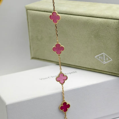 [⭐Aura]NEW CLOVER 5 MOTIFS PINK ENAMEL BRACELET