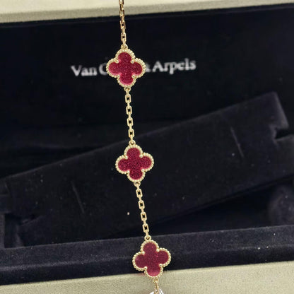 [⭐Aura]NEW CLOVER 5 MOTIFS PINK ENAMEL BRACELET