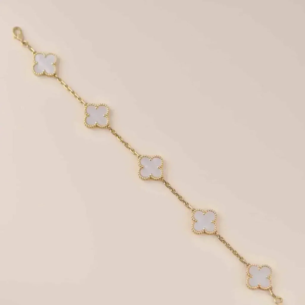 [Aura ]New CLOVER WHITE PEARL MOP 5 MOTIF BRACELET COLLECTION