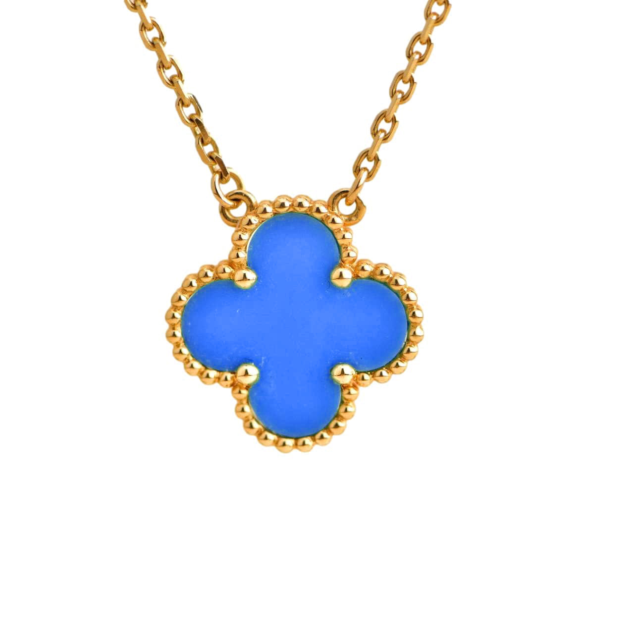 Aura CLOVER 15MM BLUE AGATE NECKLACE