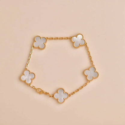 [Aura ]Neue CLOVER WHITE PEARL MOP 5 MOTIV ARMBAND-KOLLEKTION