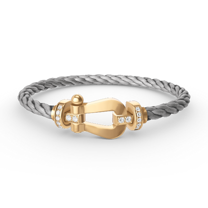[⭐Aura ]FORCE LARGE HORSESHOE HALF DIAMOND BRACELET GOLD