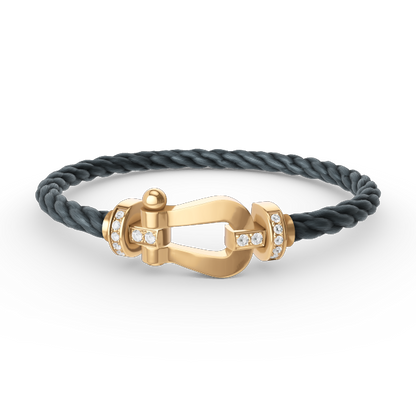 [⭐Aura ]FORCE LARGE HORSESHOE HALF DIAMOND BRACELET GOLD