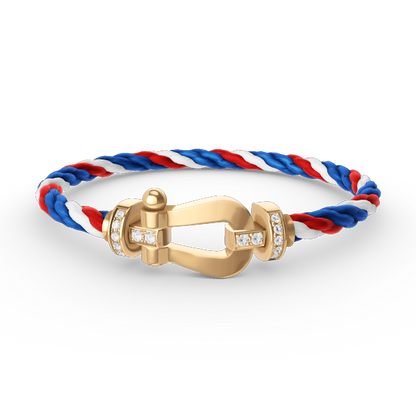 [⭐Aura ]FORCE LARGE HORSESHOE HALF DIAMOND BRACELET GOLD