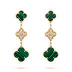 Aura CLOVER OHRRINGE GOLD MALACHIT DIAMANT 3 MOTIVE
