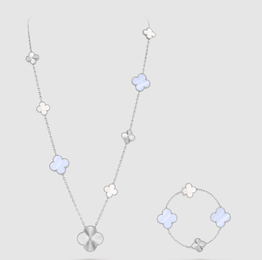 [Aura ] 25 NEW CLOVER 15 MOTIFS PURPLE CHALCEDONY
